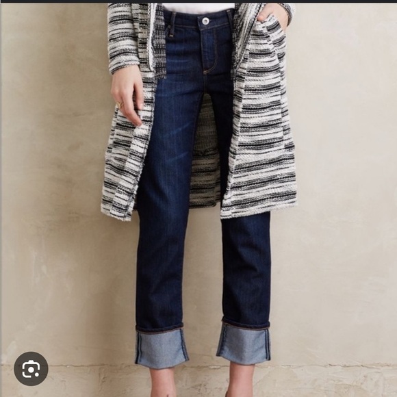 AG ADRIANO GOLDSCHMIED BLUE JEANS SLIM STRAIGHT 27 CROPPED THE STEVIE CUFF - Picture 1 of 16